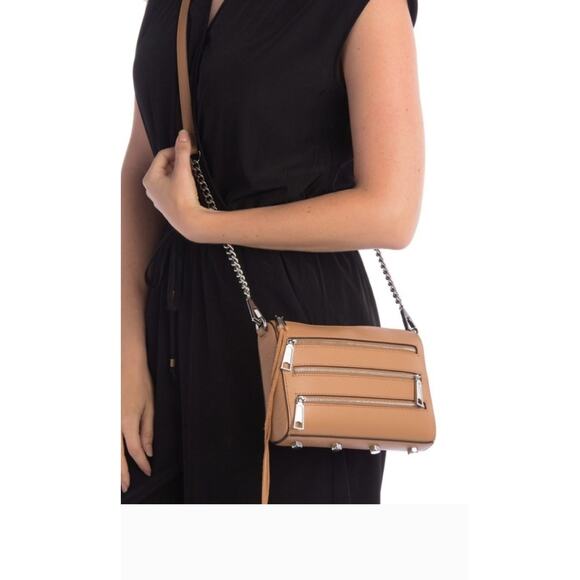 NWT Rebecca Minkoff Mini 5 Zip $195 Crossbody Bag in Almond Bloomingdale's - Picture 2 of 10